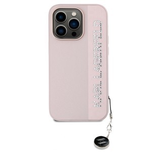 Karl Lagerfeld PU Saffiano Strasszköves Medálos tok iPhone 14 Pro Max Pink