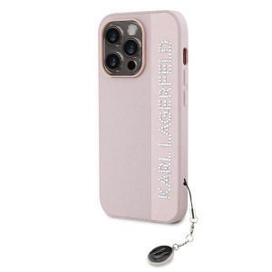 Karl Lagerfeld PU Saffiano Strasszköves Medálos tok iPhone 14 Pro Max Pink