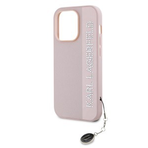 Karl Lagerfeld PU Saffiano Strasszköves Medálos tok iPhone 14 Pro Max Pink