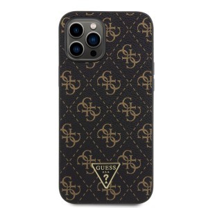 Guess PU Leather 4G Triangle Metal Logo tok iPhone 12 Pro Max fekete