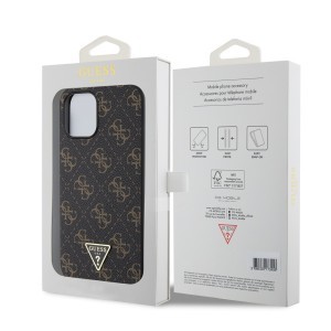 Guess PU Leather 4G Triangle Metal Logo tok iPhone 12 Pro Max fekete