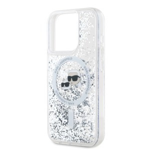 Karl Lagerfeld Liquid Glitter Karl and Choupette Heads MagSafe tok iPhone 15 Pro Max Transparent