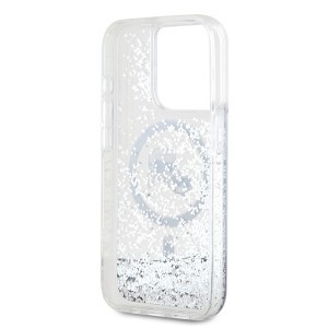 Karl Lagerfeld Liquid Glitter Karl and Choupette Heads MagSafe tok iPhone 15 Pro Max Transparent