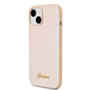 Guess PU Bőr Iridescent Metal Script Tok iPhone 15-höz Arany