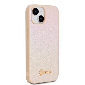 Guess PU Bőr Iridescent Metal Script Tok iPhone 15-höz Arany