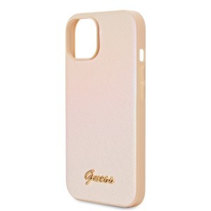 Guess PU Bőr Iridescent Metal Script Tok iPhone 15-höz Arany