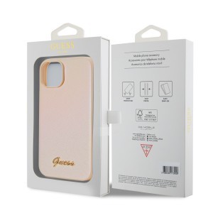 Guess PU Bőr Iridescent Metal Script Tok iPhone 15-höz Arany