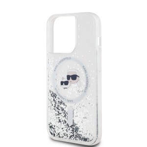 Karl Lagerfeld Liquid Glitter Karl and Choupette Heads MagSafe tok iPhone 14 Pro Max készülékhez átlátszó