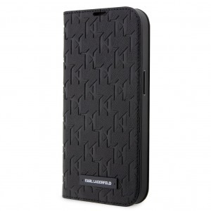 Karl Lagerfeld PU Saffiano Monogram fliptok iPhone 13 Pro Max-hoz Fekete