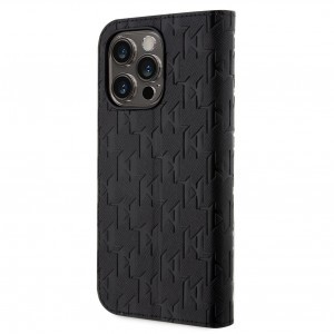 Karl Lagerfeld PU Saffiano Monogram fliptok iPhone 13 Pro Max-hoz Fekete