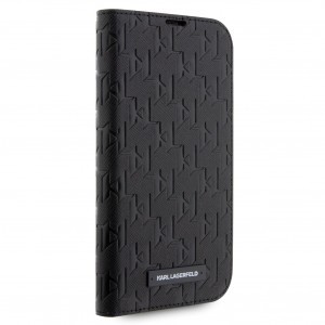 Karl Lagerfeld PU Saffiano Monogram fliptok iPhone 13 Pro Max-hoz Fekete