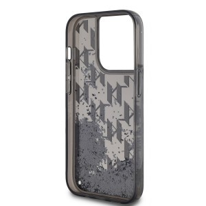 Karl Lagerfeld Liquid Glitter Monogram Gradient tok iPhone 14 Pro-hoz, Fekete