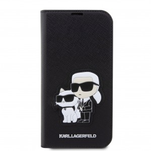 Karl Lagerfeld PU Saffiano Karl and Choupette NFT fliptok iPhone 13 Pro-hoz Fekete