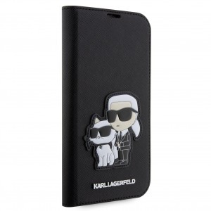 Karl Lagerfeld PU Saffiano Karl and Choupette NFT fliptok iPhone 13 Pro-hoz Fekete