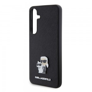 Karl Lagerfeld PU Saffiano Metal Karl és Choupette tok Samsung Galaxy S24+ Fekete