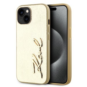 Karl Lagerfeld Wrinkled PU Signature Logo tok iPhone 14 Gold