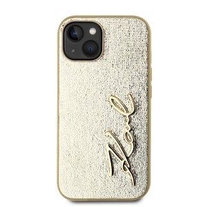 Karl Lagerfeld Wrinkled PU Signature Logo tok iPhone 14 Gold