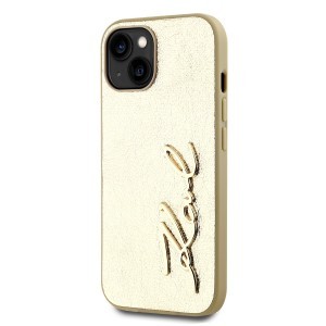 Karl Lagerfeld Wrinkled PU Signature Logo tok iPhone 14 Gold