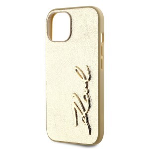 Karl Lagerfeld Wrinkled PU Signature Logo tok iPhone 14 Gold