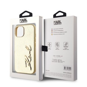 Karl Lagerfeld Wrinkled PU Signature Logo tok iPhone 14 Gold