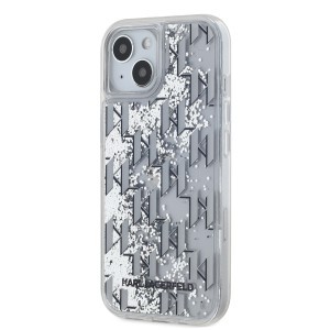 Karl Lagerfeld Liquid Glitter Monogram Gradient tok iPhone 14 fehér