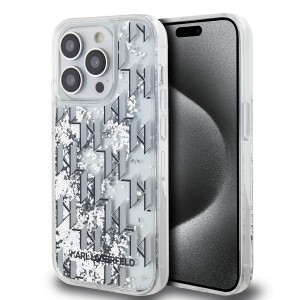 Karl Lagerfeld Liquid Glitter Monogram Gradient tok iPhone 14 Pro Fehér