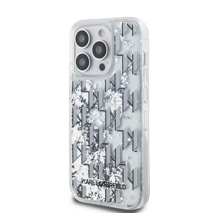 Karl Lagerfeld Liquid Glitter Monogram Gradient tok iPhone 14 Pro Fehér