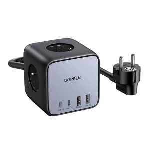 UGREEN CD268 hálózati elosztó EU, 65W, 1,8m (fekete) USB portokkal