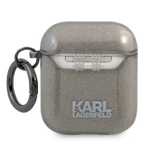 Karl Lagerfeld KLA2UKHGK AirPods tok fekete Glitter Karl's Head