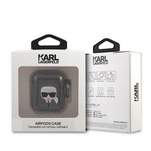 Karl Lagerfeld KLA2UKHGK AirPods tok fekete Glitter Karl's Head