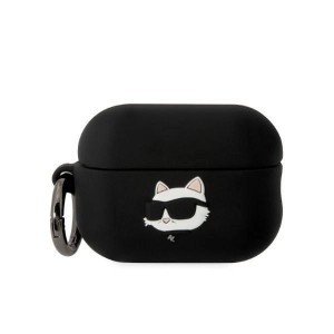 Karl Lagerfeld KLAP2RUNCHK AirPods Pro 2 tok fekete/fekete Szilikon Choupette Fej 3D