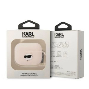 Karl Lagerfeld KLAPRUNCHP AirPods Pro tok rózsaszín/rózsaszín szilikon Choupette fej 3D