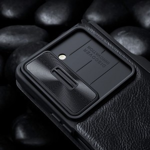 Nillkin Qin Leather Pro bőrtok kamera védővel Samsung Galaxy Z Fold 5 - Fekete tok