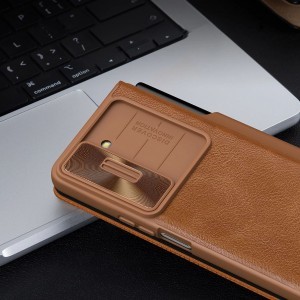 Nillkin Qin Leather Pro bőrtok kamera védővel Samsung Galaxy Z Fold 5 - Fekete tok