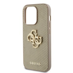 Guess PU Perforated 4G Glitter Metal Logo tok iPhone 14 Pro Max arany