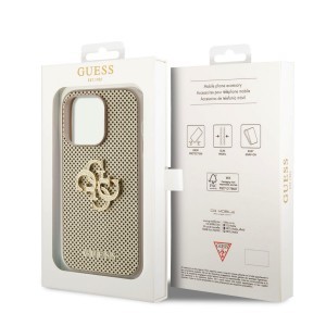 Guess PU Perforated 4G Glitter Metal Logo tok iPhone 14 Pro Max arany