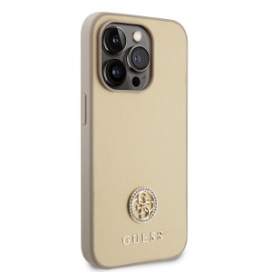 Guess PU 4G Strass Metal Logo tok iPhone 15 Pro Max Gold