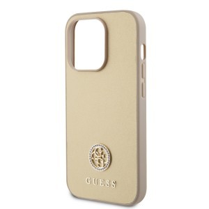 Guess PU 4G Strass Metal Logo tok iPhone 15 Pro Max Gold