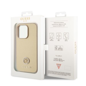 Guess PU 4G Strass Metal Logo tok iPhone 15 Pro Max Gold