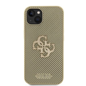 Guess PU Perforated 4G Glitter Metal Logo tok iPhone 15 Arany