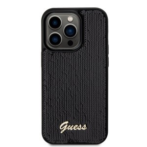 Guess Sequin Script Logo tok iPhone 14 Pro-fekete