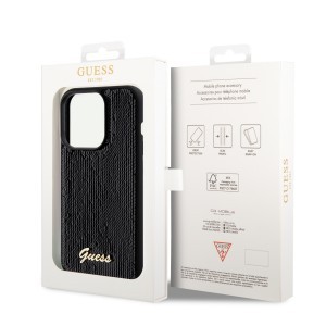 Guess Sequin Script Logo tok iPhone 14 Pro-fekete