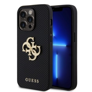 Guess PU Perforated 4G Glitter Metal Logo tok iPhone 15 Pro Black