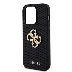 Guess PU Perforated 4G Glitter Metal Logo tok iPhone 15 Pro Black