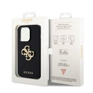 Guess PU Perforated 4G Glitter Metal Logo tok iPhone 15 Pro Black