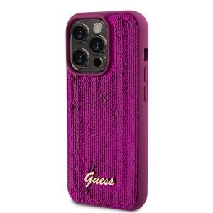 Guess Sequin Script Logo tok iPhone 14 Pro Max Magenta