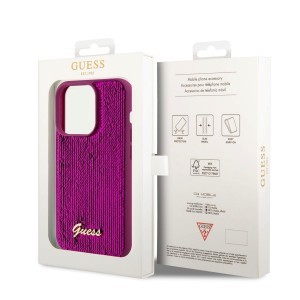 Guess Sequin Script Logo tok iPhone 14 Pro Max Magenta