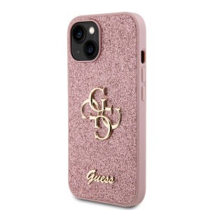 Guess PU Fixed Glitter 4G Metal Logo tok iPhone 13 Pink