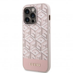 Guess PU G Cube MagSafe tok iPhone 13 Pro Pink