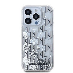 Karl Lagerfeld Liquid Glitter Monogram Gradient tok iPhone 15 Prohoz Fehér